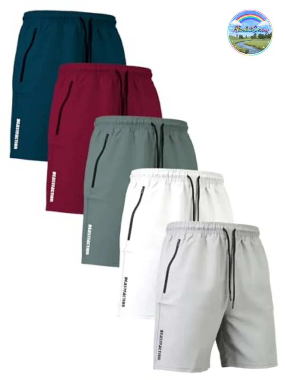 5 Pack Men's Athletic Shorts with Zip Pockets, Quick Dry 9